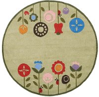 5' Round Garden Grass Green Area Rug - Whimsy Garden