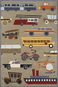 4 x 6 Small Transportation Concrete Tan Area Rug - Whimsy