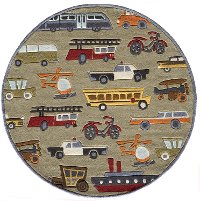 5' Round Transportation Concrete Tan Area Rug - Whimsy