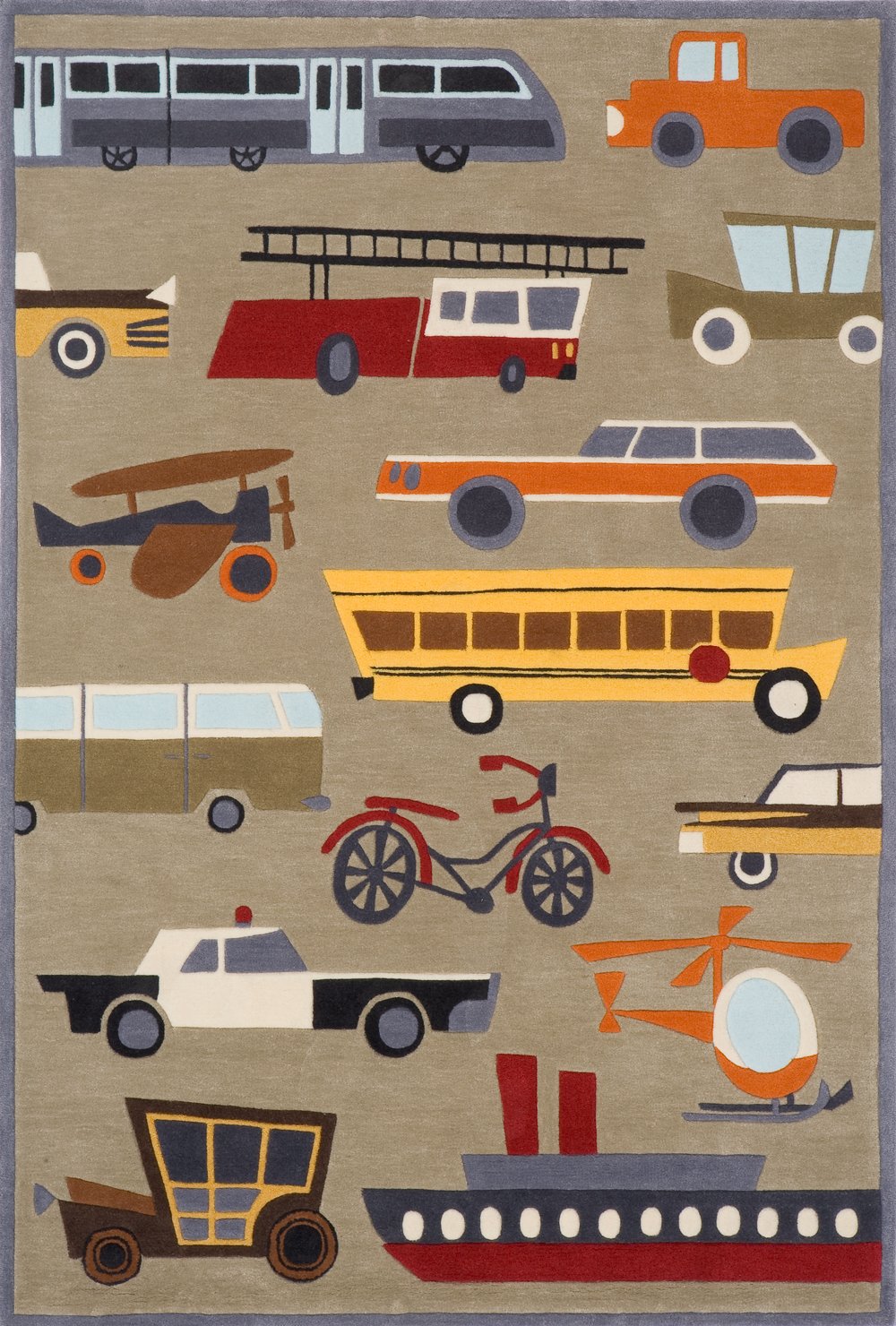 5 x 7 Medium Transportation Concrete Tan Area Rug - Whimsy-1