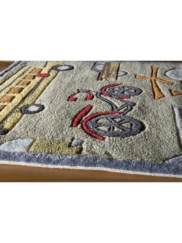 5 x 7 Medium Transportation Concrete Tan Area Rug - Whimsy-2