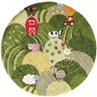 5' Round Farmland Green Area Rug - Whimsy