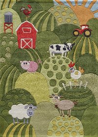 5 x 7 Medium Farmland Green Area Rug - Whimsy