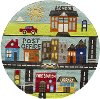 5' Round Town Square Green and Blue Rug - Whimsy