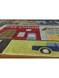 5 x 7 Medium Town Square Green and Blue Rug - Whimsy-2