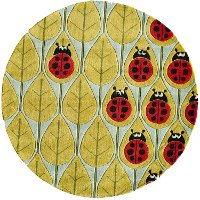 5' Round Ladybug Red and Green Area Rug - Whimsy Garden