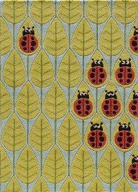 5 x 7 Medium Ladybug Red and Green Area Rug - Whimsy Garden