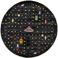 5' Round Arcade Game Black Area Rug - Whimsy