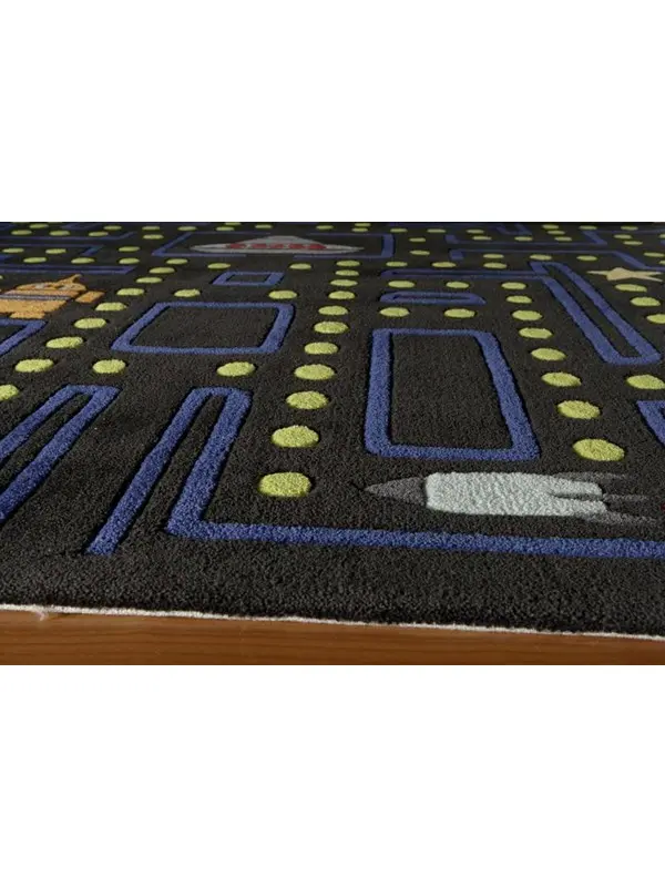 5' Round Arcade Game Black Area Rug - Whimsy-2