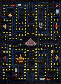5 x 7 Medium Arcade Game Black Area Rug - Whimsy