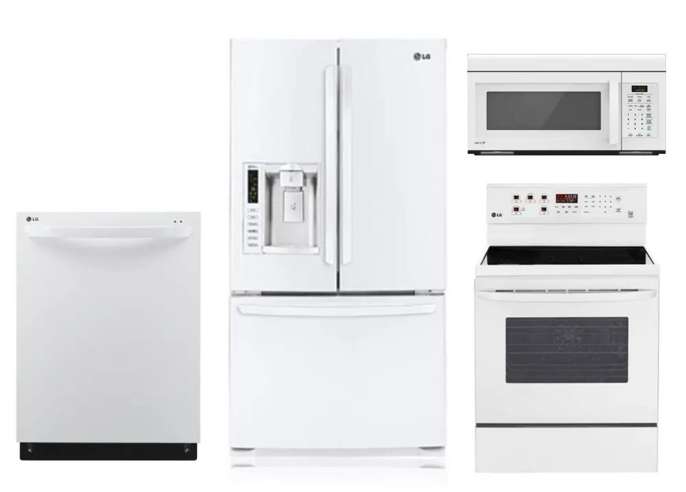 KIT LG White 4 Piece Electric Kitchen Appliance Package-1