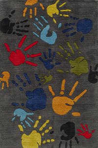 4 x 6 Small Finger Paint Gray Area Rug - Whimsy