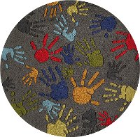5' Round Finger Paint Gray Area Rug - Whimsy