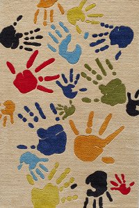 4 x 6 Small Finger Paint Ivory Area Rug - Whimsy