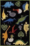 4 x 6 Small Dinosaur Black Area Rug - Whimsy