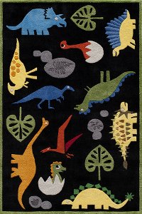 4 x 6 Small Dinosaur Black Area Rug - Whimsy