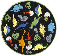 5' Round Dinosaur Black Area Rug - Whimsy