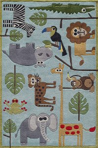 4 x 6 Small Safari Blue Rug - Whimsy