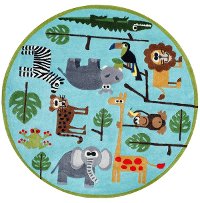5' Round Safari Blue Rug - Whimsy