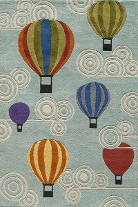 4 x 6 Small Hot Air Balloons Blue Rug - Whimsy
