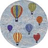 5' Round Hot Air Balloons Blue Rug - Whimsy