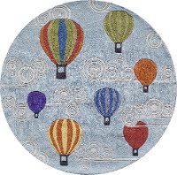 5' Round Hot Air Balloons Blue Rug - Whimsy