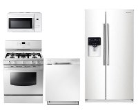 KIT Samsung White 4 Piece Gas Kitchen Appliance Package