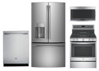 KIT GE 4 Piece Kitchen Appliance Package with Gas Range - Stainless Steel