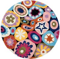 5' Round Multi-Colored Mille Fleur Area Rug - Hipster
