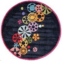 5' Round Black Modern Sprinkle Area Rug - Hipster