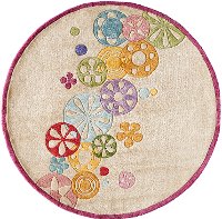 5' Round Ivory Modern Sprinkle Area Rug - Hipster