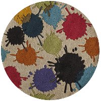 5' Round Cream Paint Ball Area Rug - Hipster