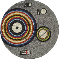 5' Round Gray Turntable Round Area Rug - Hipster