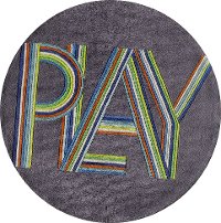 5' Round Gray and Blue Play Area Rug - Hipster