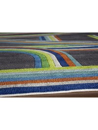 5' Round Gray and Blue Play Area Rug - Hipster-2