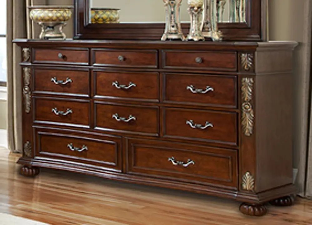 1072CHROS/DRESSER Brown Ornate Traditional Dresser - Rosanna-1