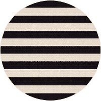 GCT1001 8RND 8' Round Black Stripe Indoor-Outdoor Rug - Garden City