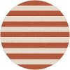 GCT1002 8RND 8' Round Terra Cotta Orange Stripe Indoor-Outdoor Rug - Garden City