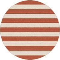 GCT1002 8RND 8' Round Terra Cotta Orange Stripe Indoor-Outdoor Rug - Garden City
