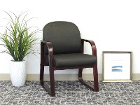 Black & Mahogany Frame Guest Office Chair-2