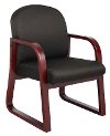 Black & Mahogany Frame Guest Office Chair-4