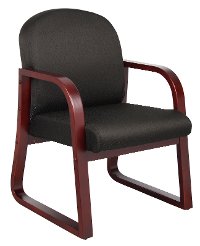 Black & Mahogany Frame Guest Office Chair-4