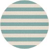 GCT1003 8RND 8' Round Aqua Stripe Indoor-Outdoor Rug - Garden City