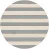 GCT1005 8RND 8' Round Gray Stripe Indoor-Outdoor Rug - Garden City