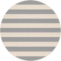 GCT1005 8RND 8' Round Gray Stripe Indoor-Outdoor Rug - Garden City
