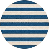 GCT1006 8RND 8' Round Navy Blue Stripe Indoor-Outdoor Rug - Garden City