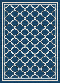 GCT1008 5x8 5 x 7 Medium Navy Blue Moroccan Tile Indoor-Outdoor Rug - Garden City