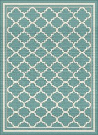 GCT1009 5x8 5 x 7 Medium Aqua Moroccan Tile Indoor-Outdoor Rug - Garden City