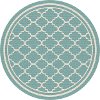 GCT1009 8RND 8' Round Aqua Moroccan Tile Indoor-Outdoor Rug - Garden City
