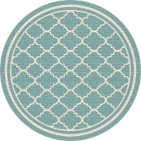 GCT1009 8RND 8' Round Aqua Moroccan Tile Indoor-Outdoor Rug - Garden City